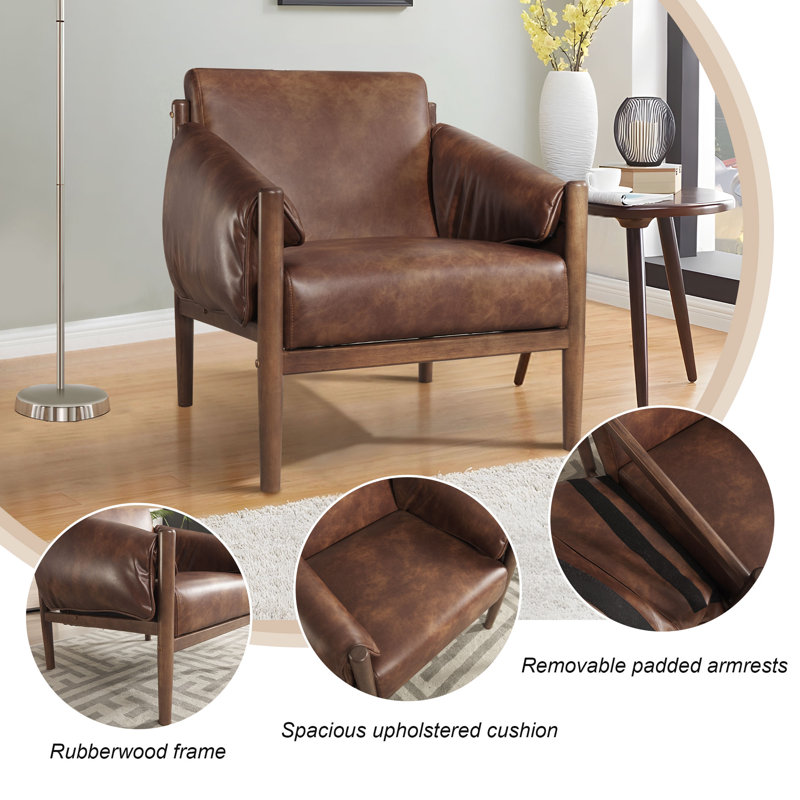 Corrigan Studio® Arlena Faux Leather Armchair with Removable Arm